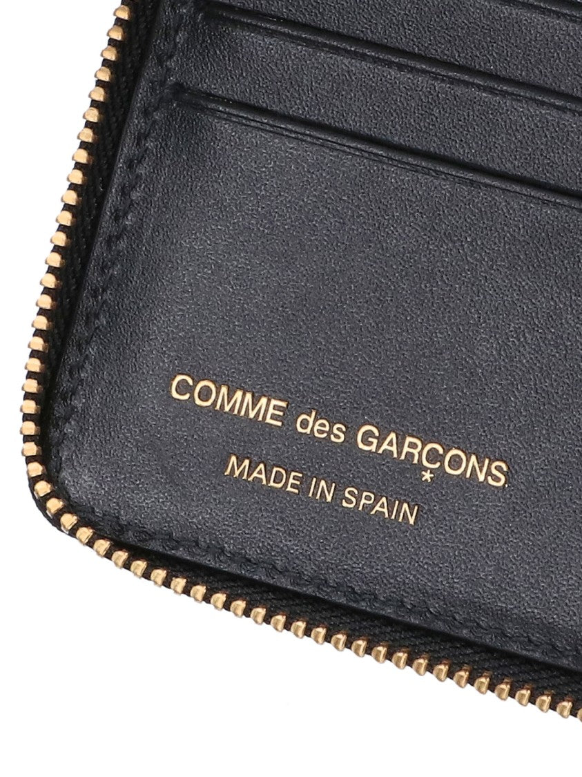 Comme Des Garçons Rectangular Black Wallet With Gold-Tone Zipper