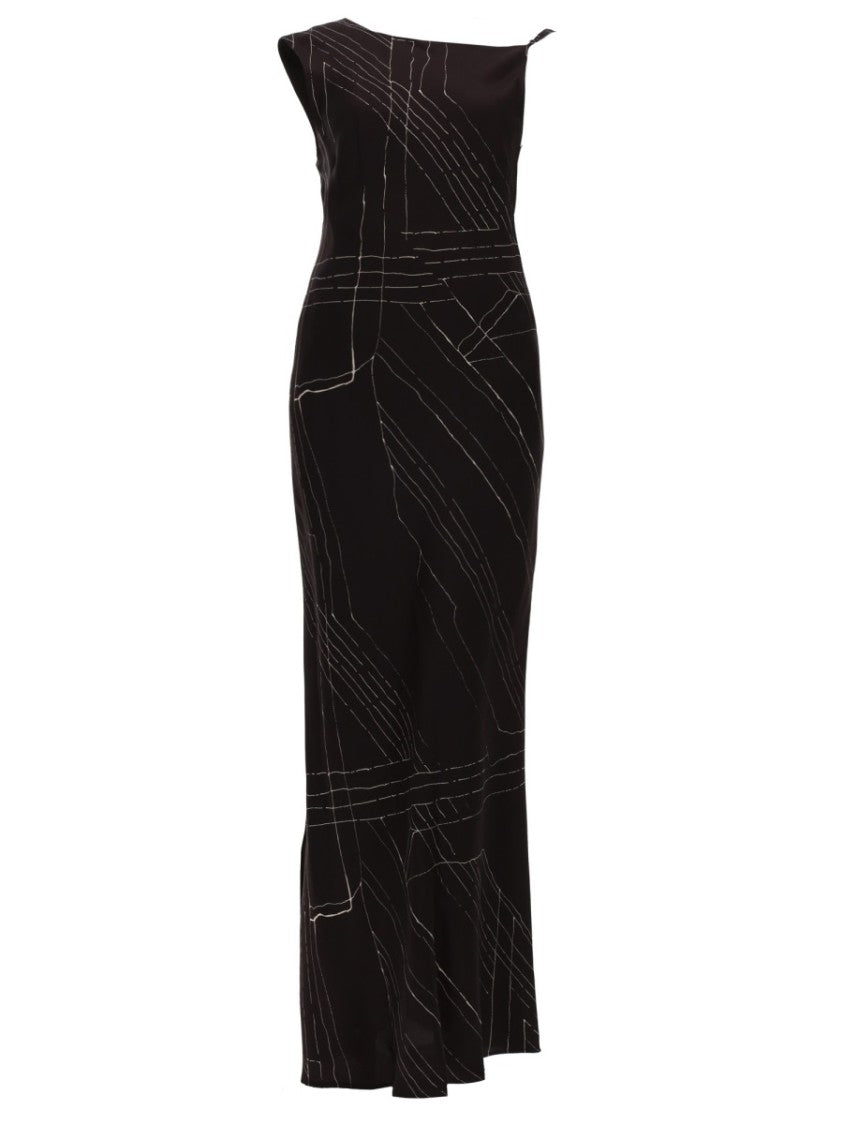 Alysi Multicolor Silk Asymmetrical Long Dress
