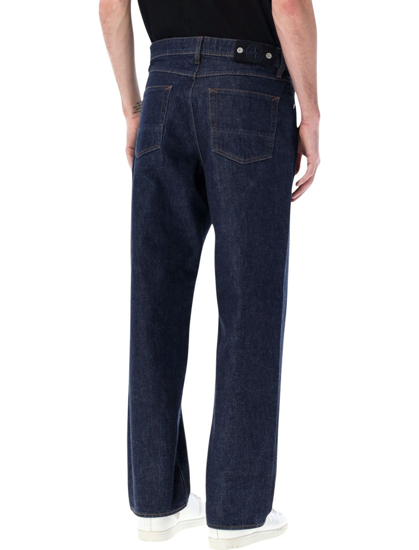 Stone Island Indigo-Dyed Organic Cotton Five-Pocket Jeans With Contrast Stitching