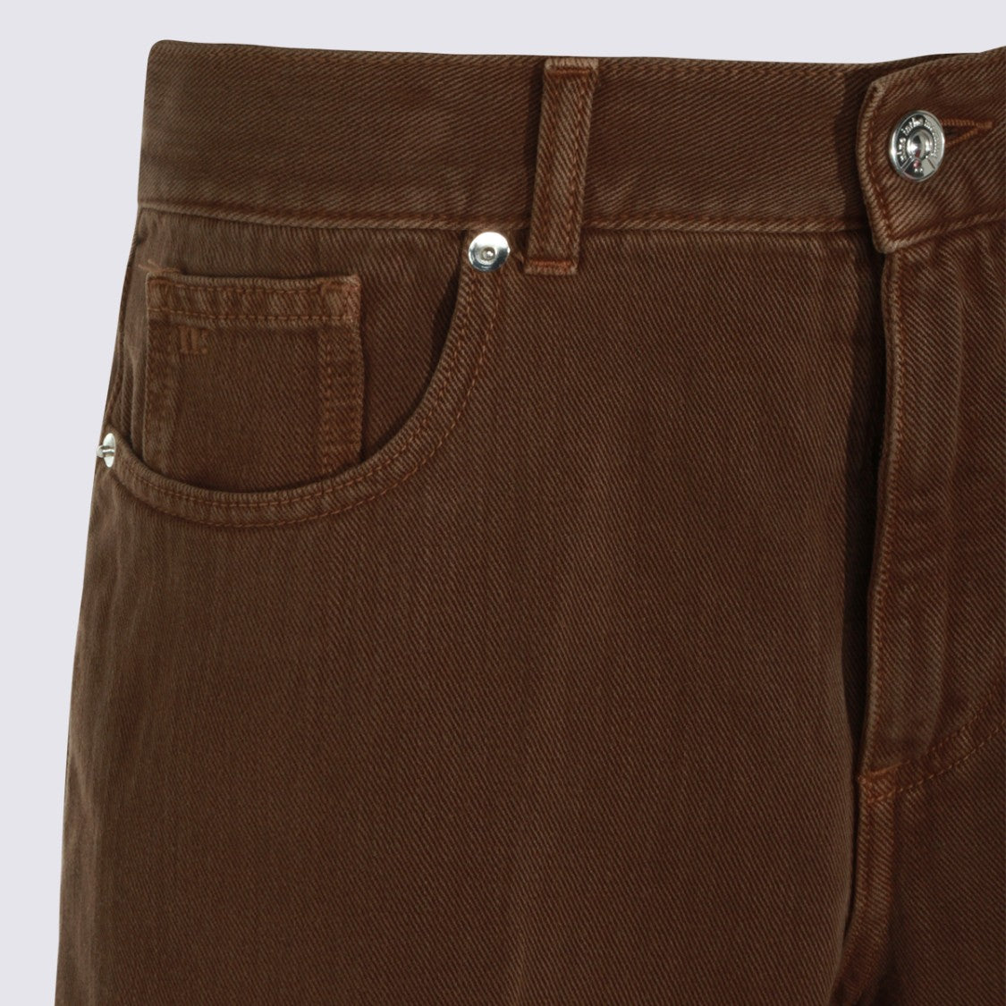 Nine In The Morning Straight-Leg Brown Denim Jeans With High Waist And Five-Pocket Design