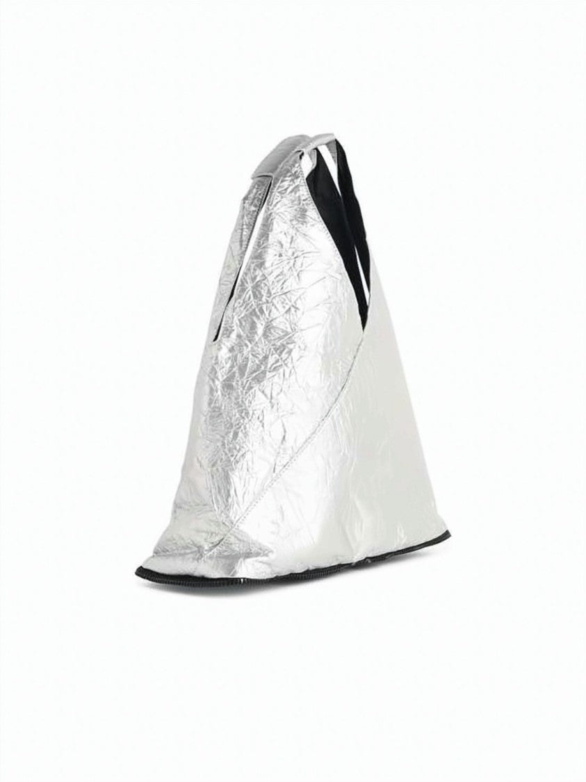 Mm6 By Maison Margiela Triangular Pouch Bag With Crinkled Metallic Finish