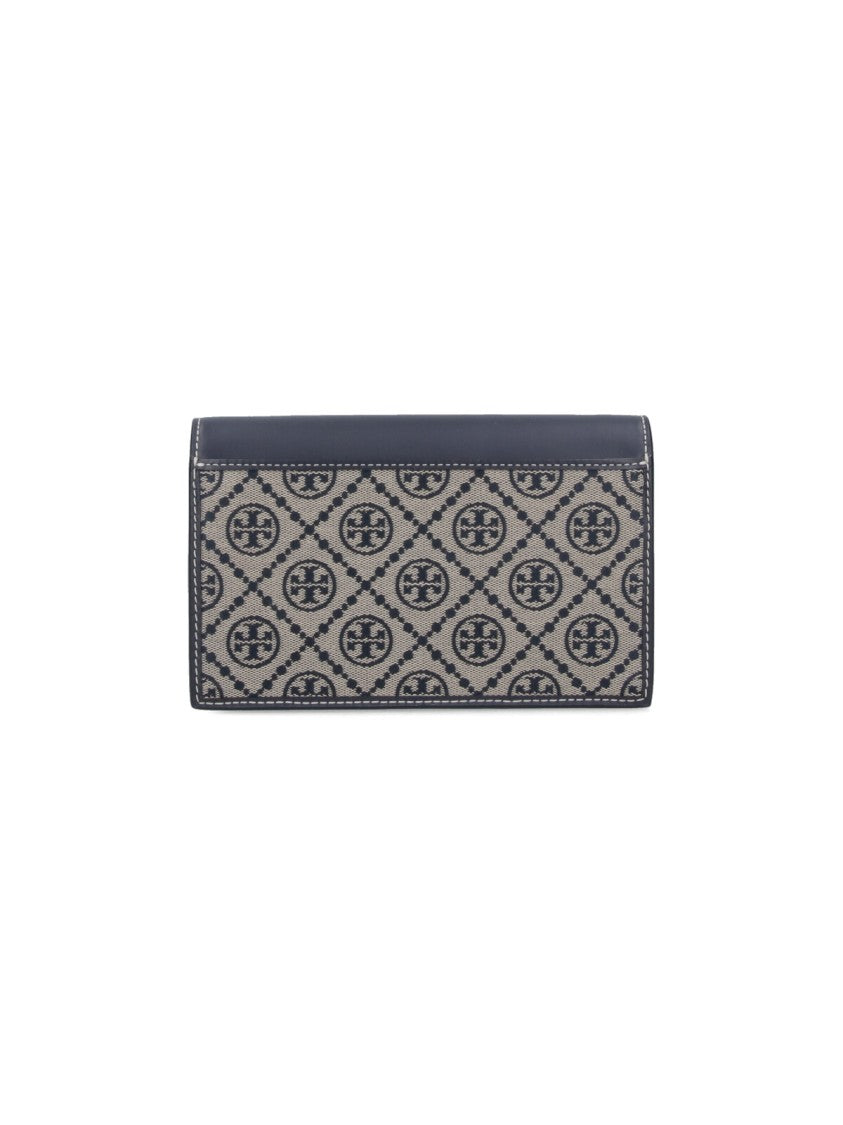 Tory Burch Beige T Monogram Jacquard Chain Wallet