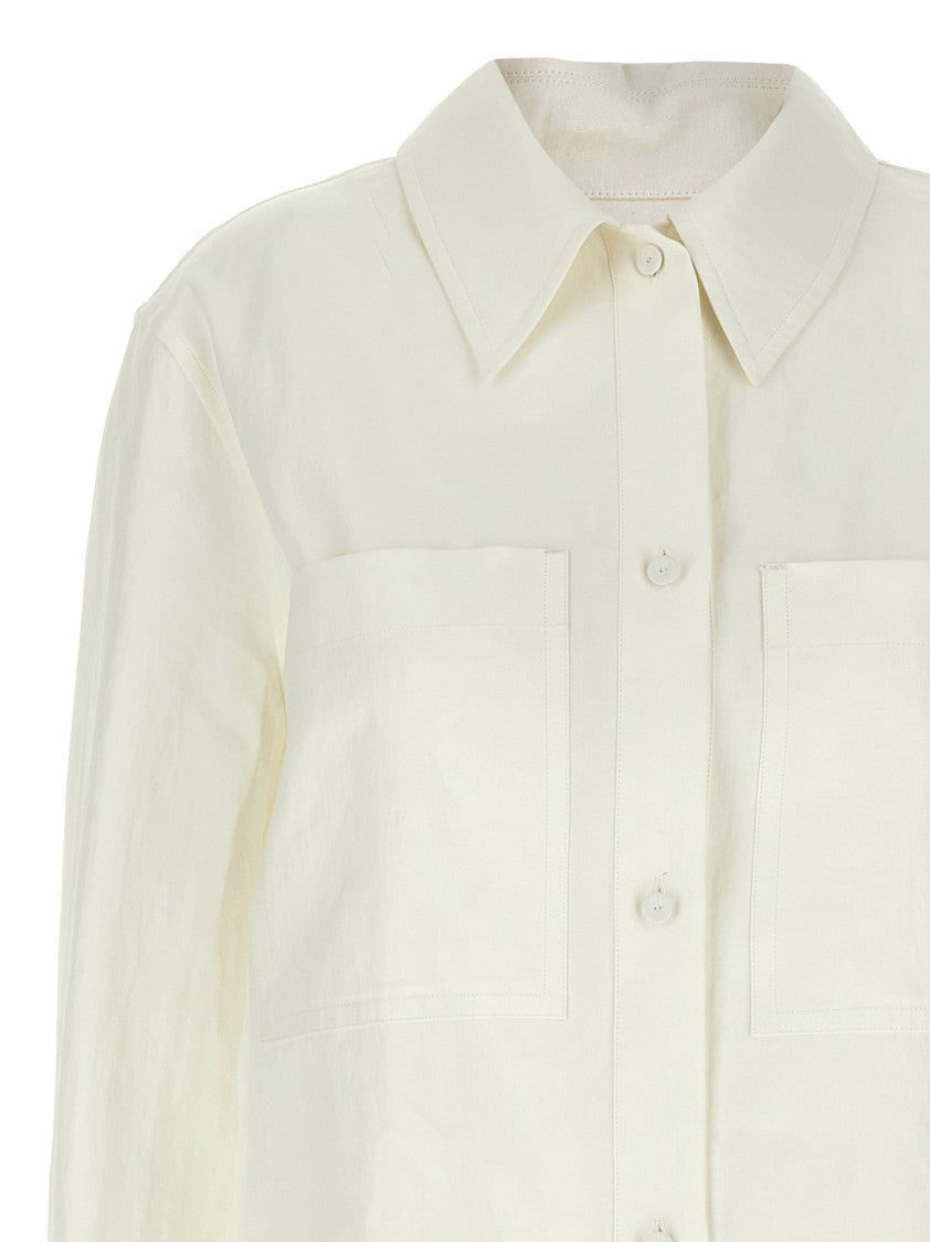 Jil Sander Comfort Fit Linen Shirt With Zip Closure