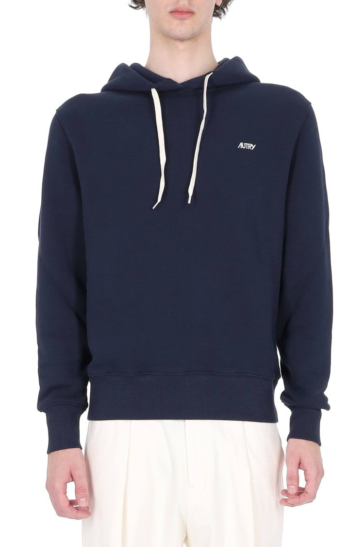Autry Blue Cotton Hooded Sweatshirt