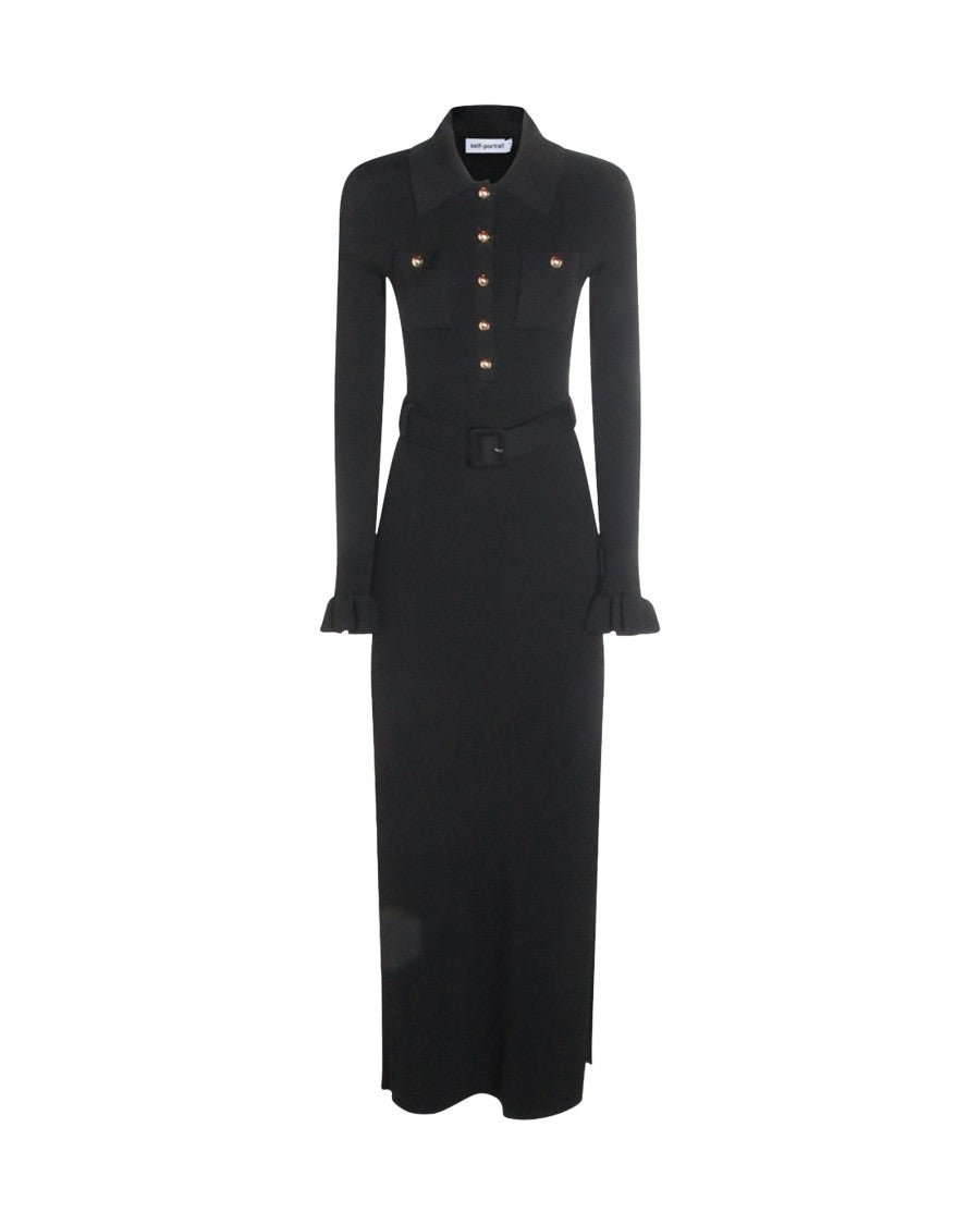 Self-Portrait Black Ribbed Knit Dress