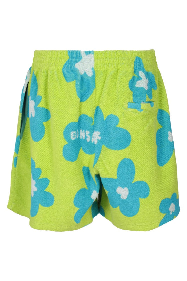 Bonsai Green Acid Cotton Terry Shorts