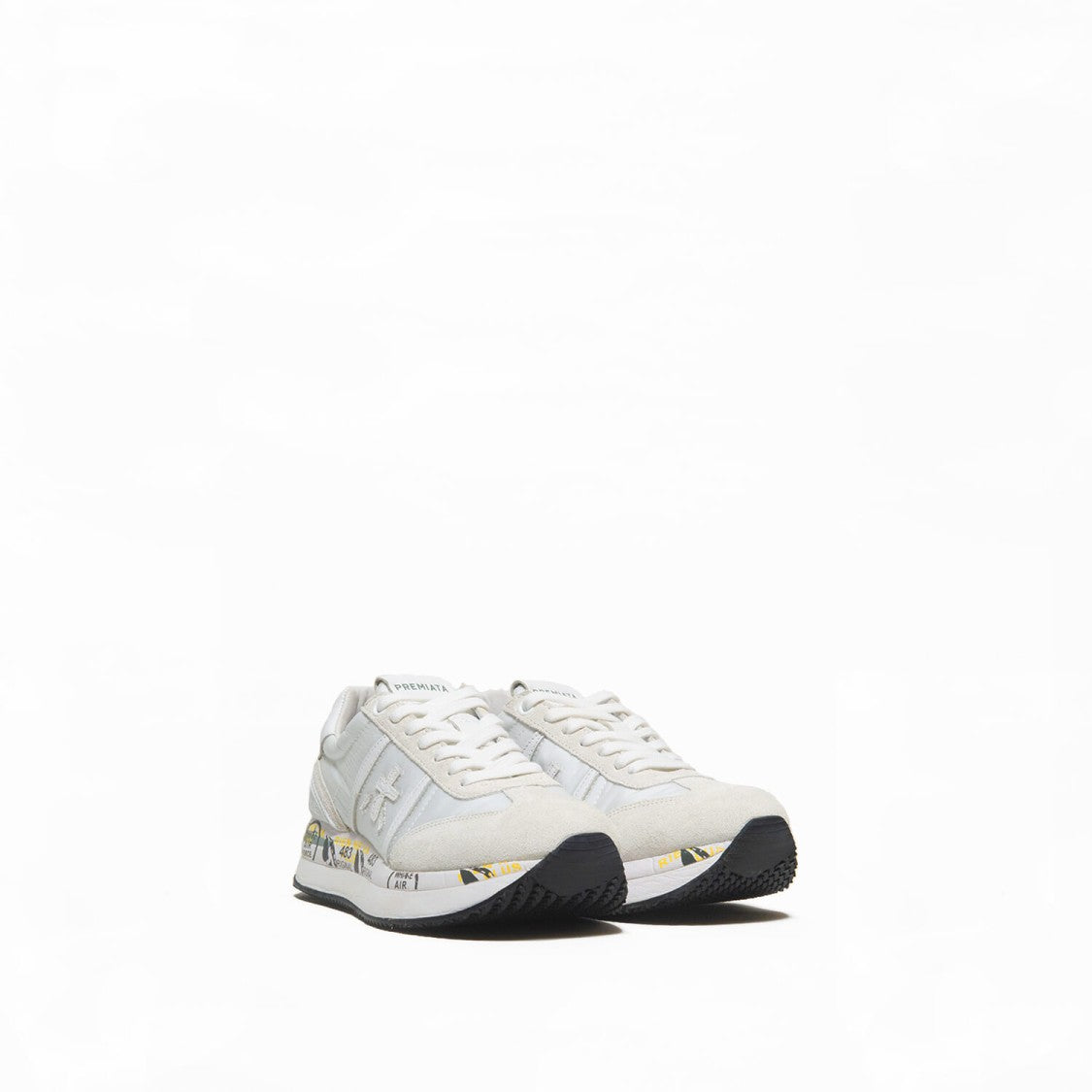 Premiata Conny Sneaker In White Suede And Technical Fabric