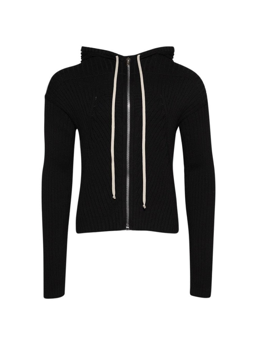 Rick Owens Zipped Hoodie Sweater Black