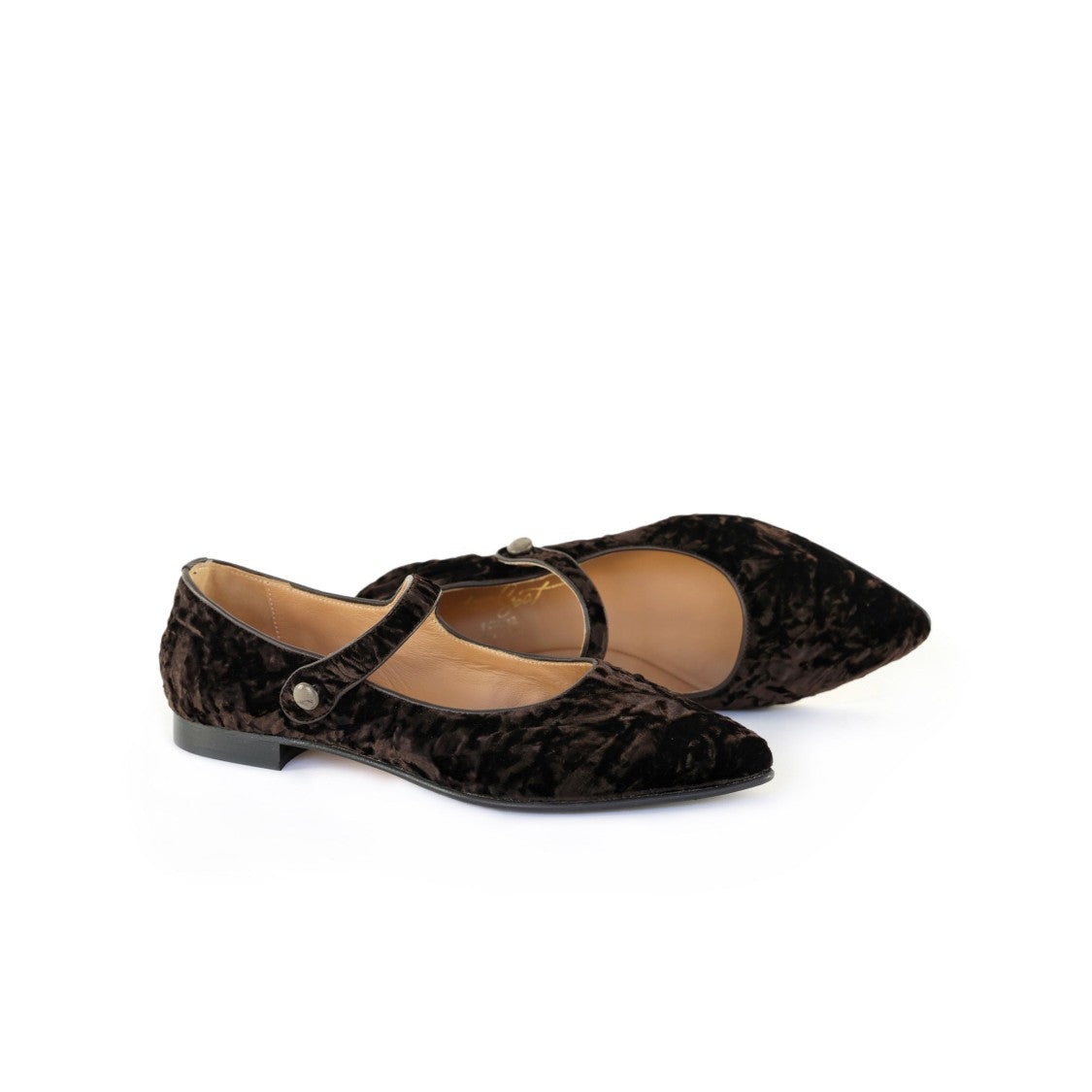 Ton Gout Pointed-Toe Ballerinas With Ankle Strap And Leather Detailing