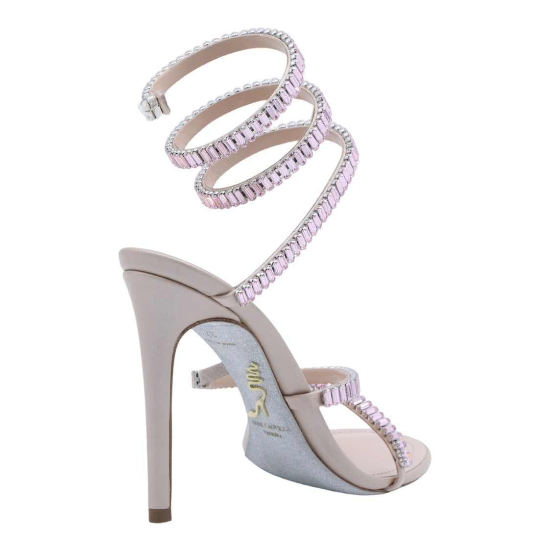 René Caovilla High-Heeled Sandals With Crystal Accents