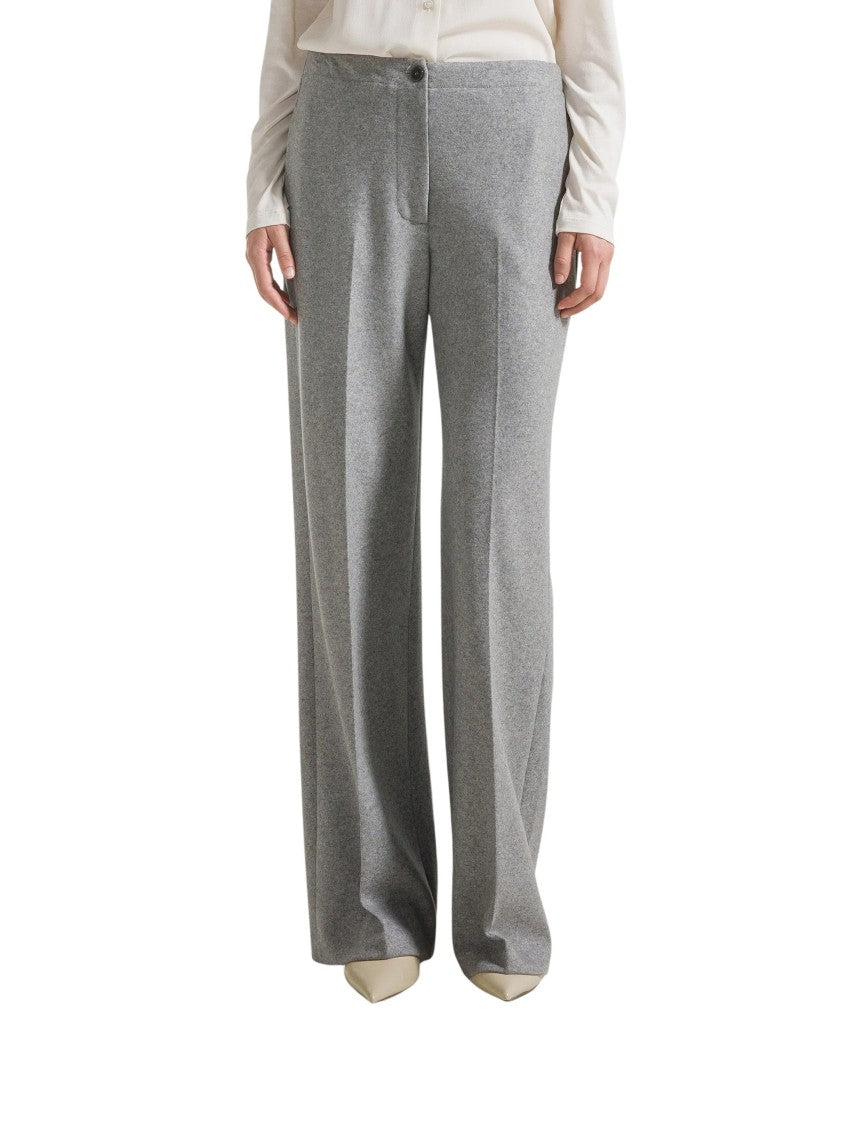 Seventy Venezia Compressed Knit High-Waisted Wide-Leg Wool Flared Pants