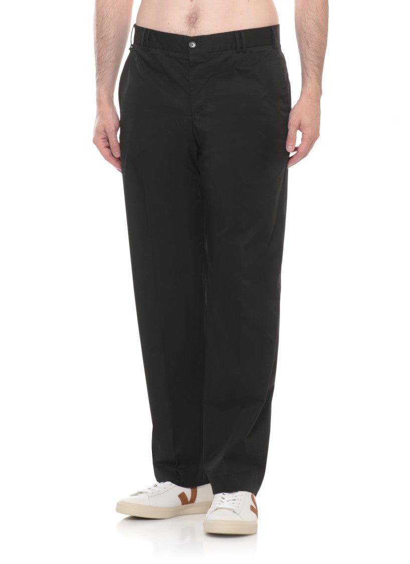 Pt Torino Black Hook Fastening Cotton Pants
