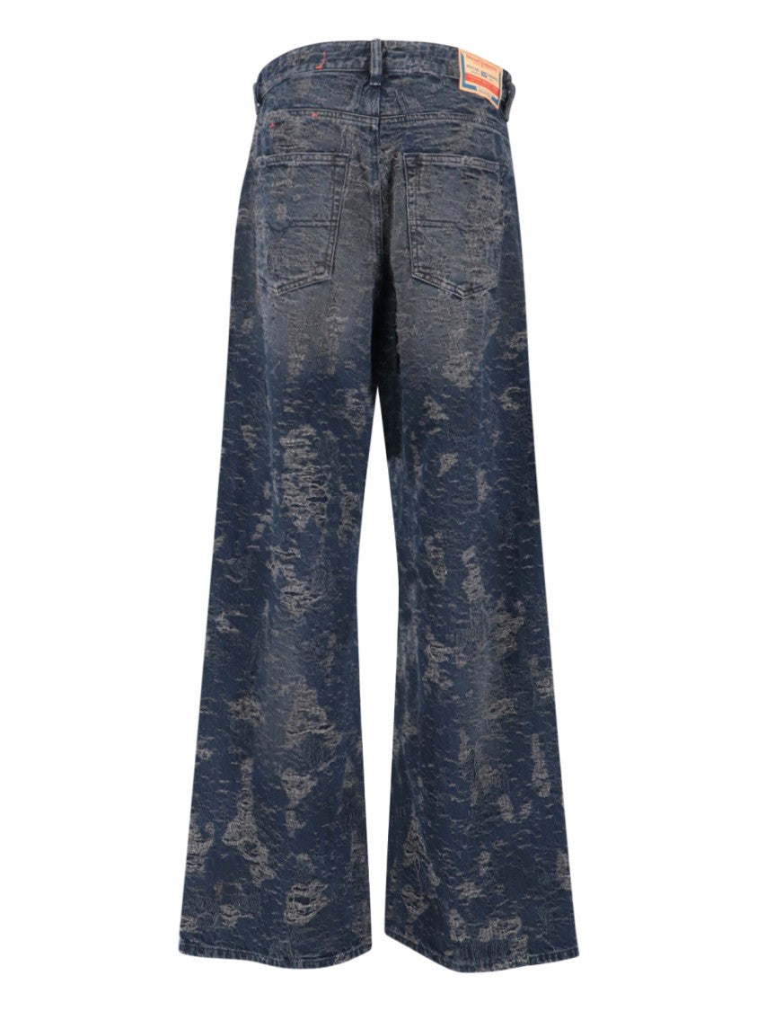 Diesel Wide-Leg Jeans With Distressed Texture