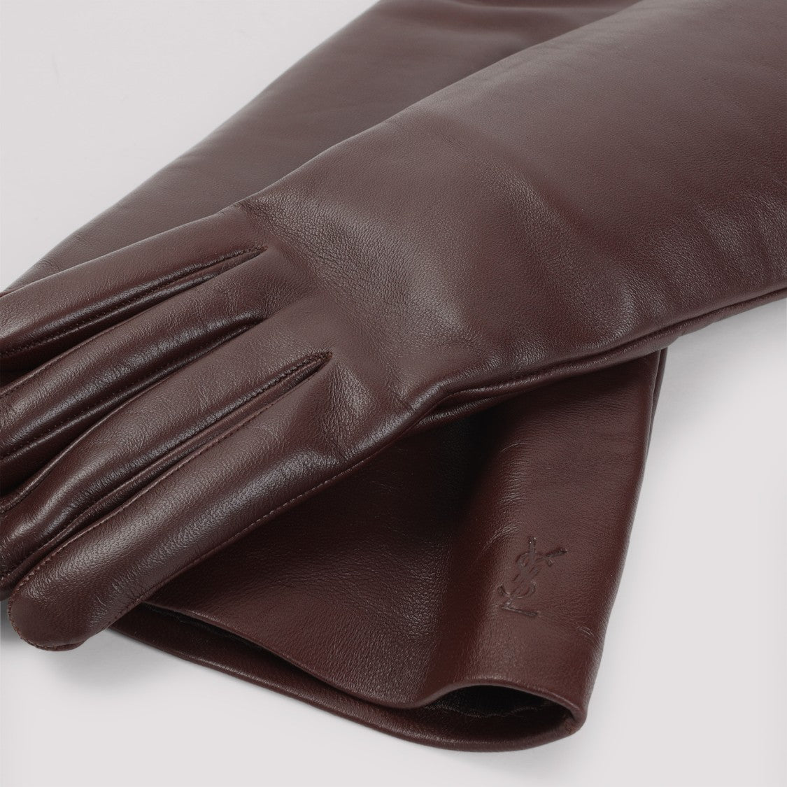 Saint Laurent Dark Brown Nappa Leather Gloves