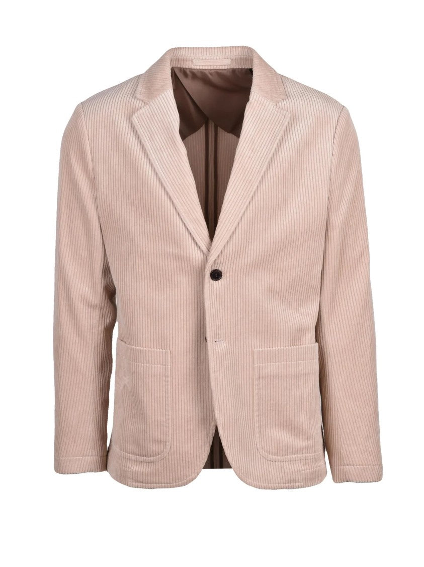 Selected Rounded Velvet-Finished Jacket With Button Closure