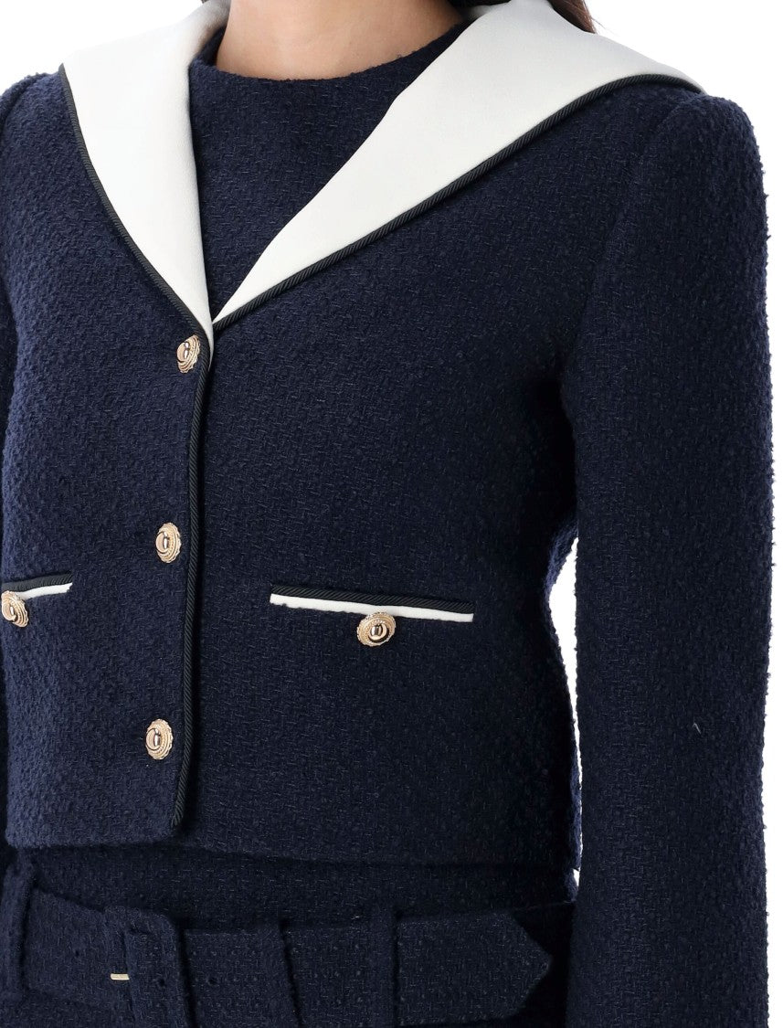 Self-Portrait Boucle Contrast Collar Jacket
