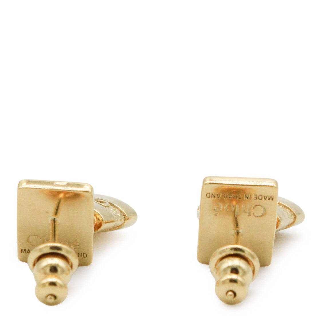 Chloé Gold Brass Earrings With Padlock Pendant