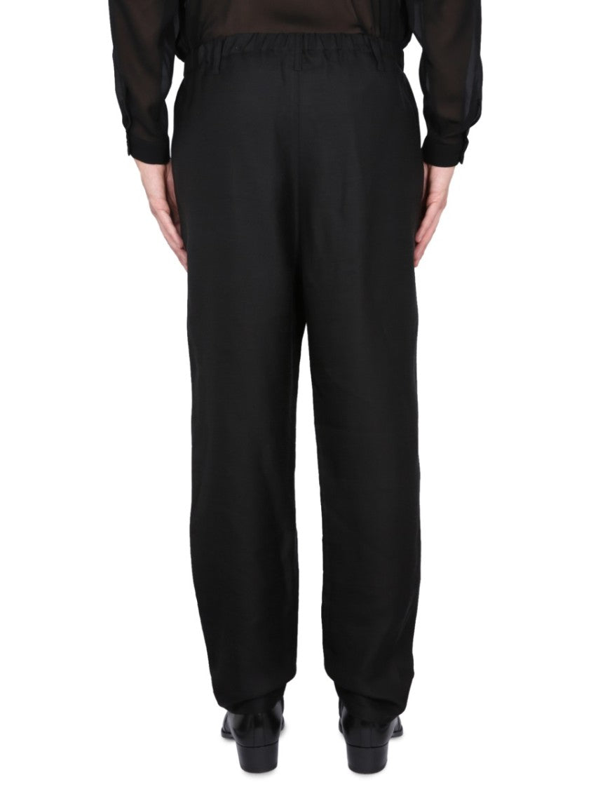 Saint Laurent High-Waist Black Pants With Elastic Waistband