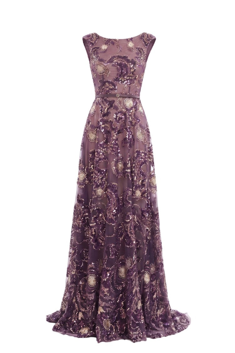 Saiid Kobeisy Embroidered Tulle Long Dress