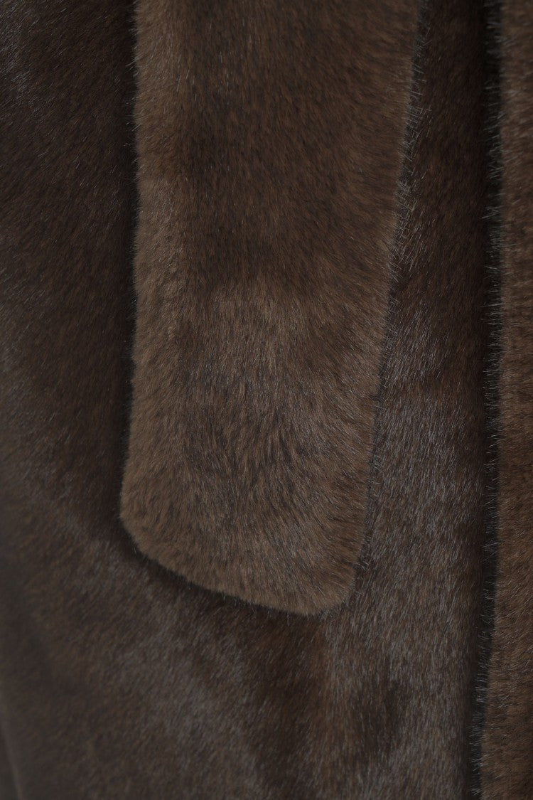 Bully Midi-Length Faux Fur Coat With Classic Collar