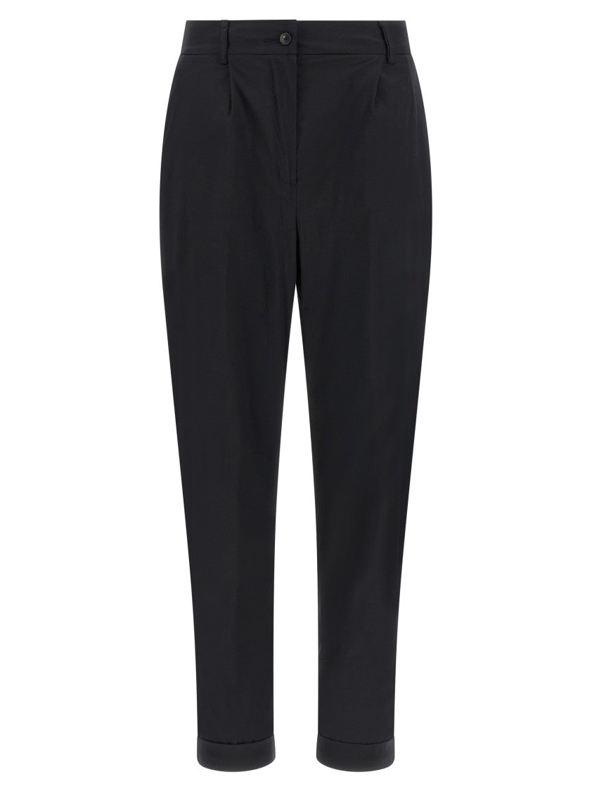 Kiton Tailored Black Poplin Pants With Straight Leg Silhouette