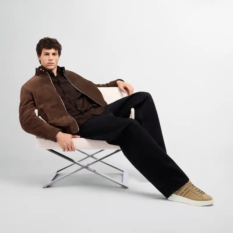 Hogan Tan Suede Cut-Out Low-Top Sneakers