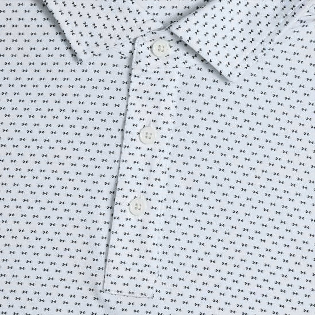 Gfore White Short-Sleeve Repeating Small Pattern Polo
