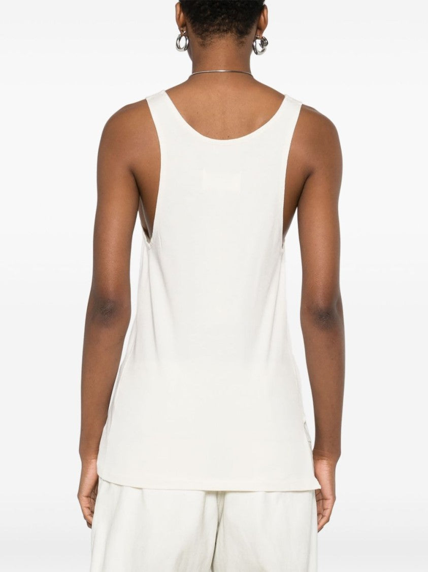 Maison Margiela Flared Ivory Top With Used-Effect Logo Print