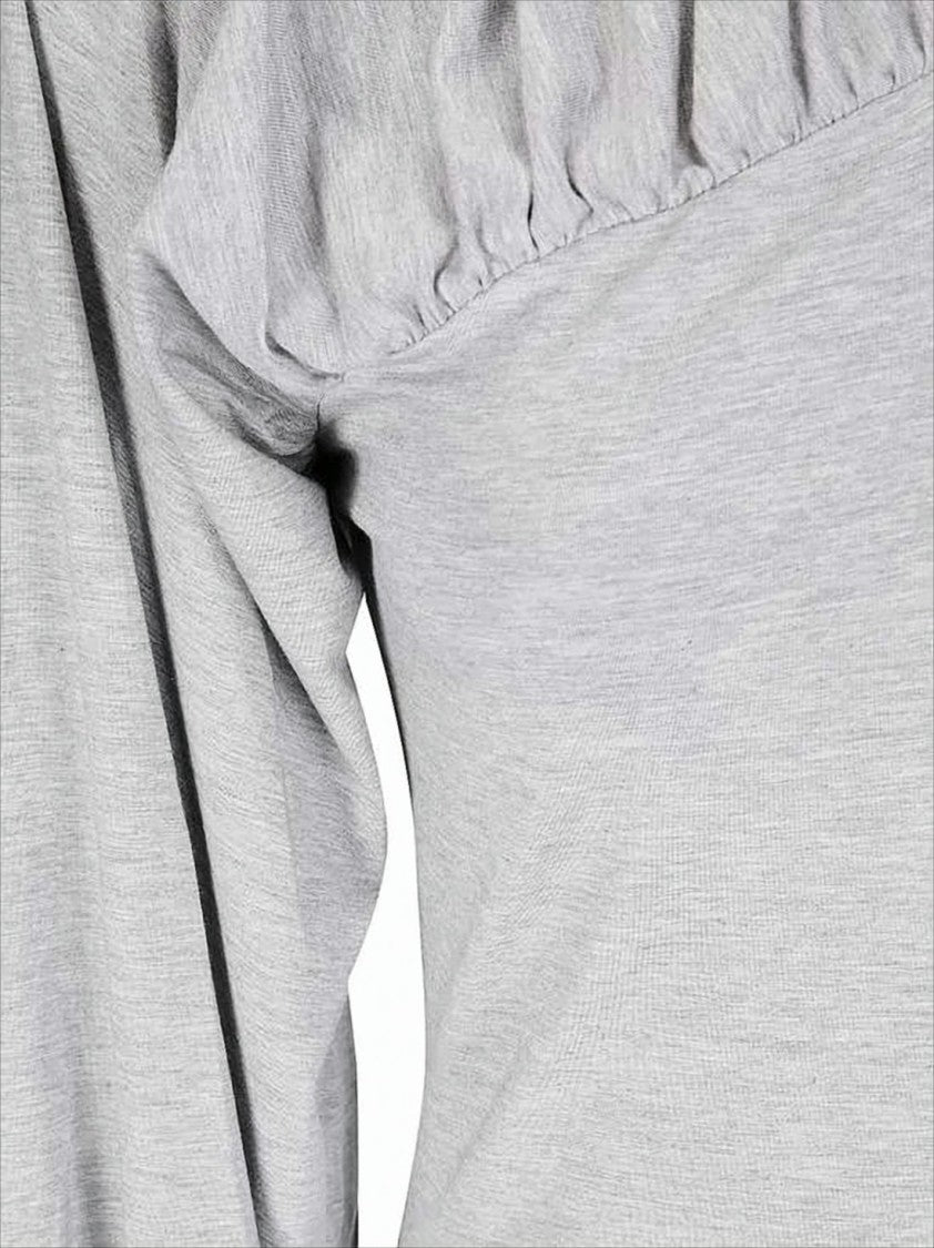 Paloma Wool Fitted Grey Midi Dress With Gathered Neckline