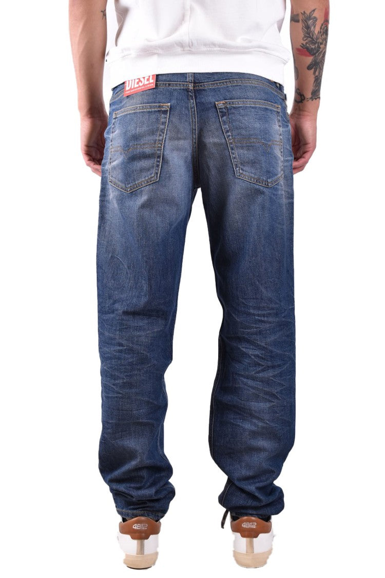 Diesel Blue Cotton Whiskered Jeans