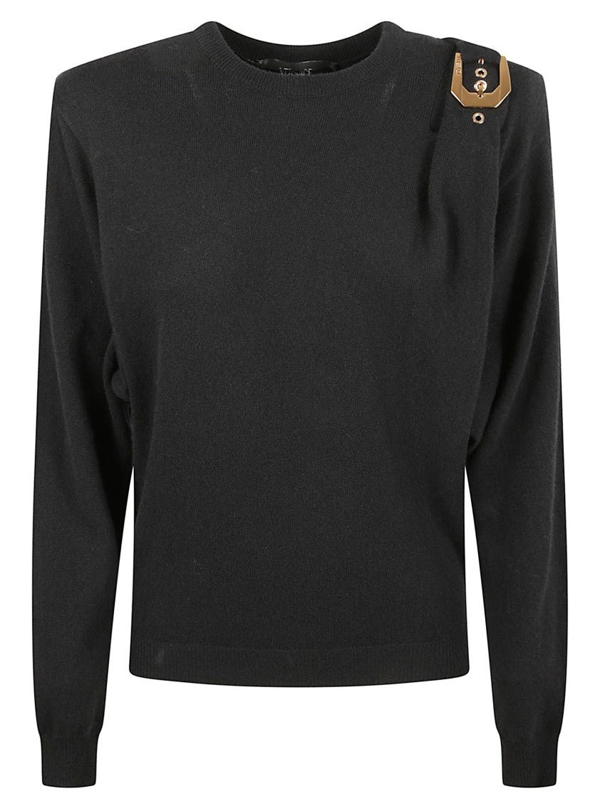 Versace Padded Shoulder Crew Neck Sweater