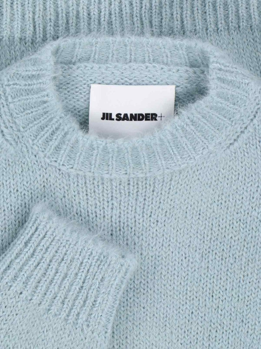 Jil Sander Knitted Crewneck Sweater In Light Blue Alpaca-Wool Blend