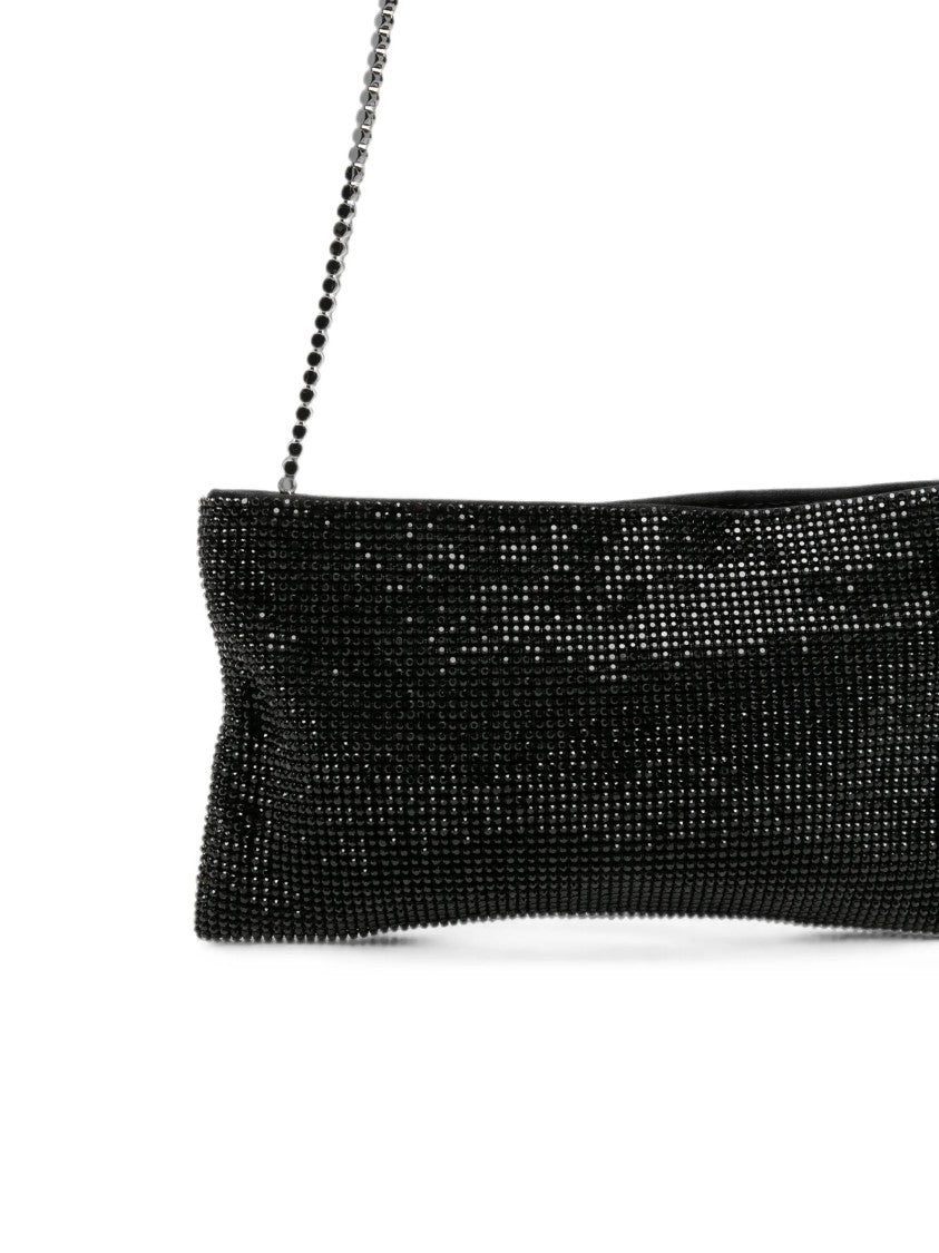 Benedetta Bruzziches Rectangular Evening Bag With Shimmering Black Crystals