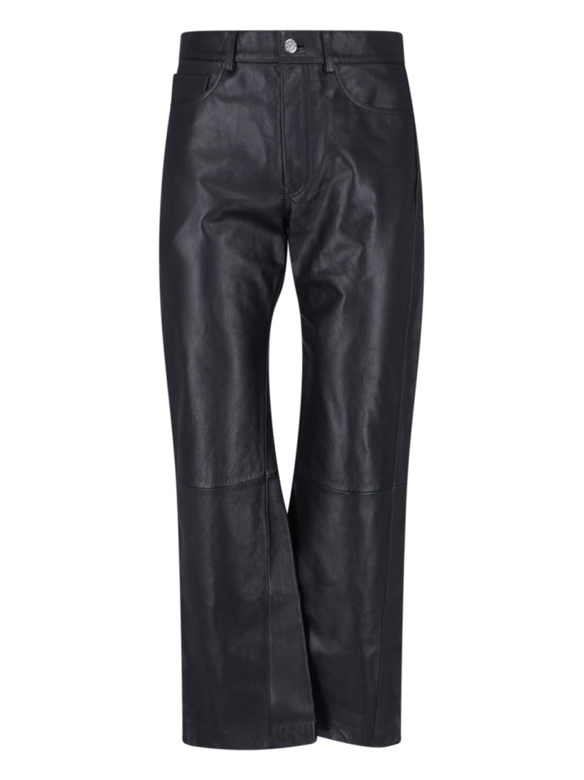 Sunflower Black Straight Twist Five-Pocket Leather Pants