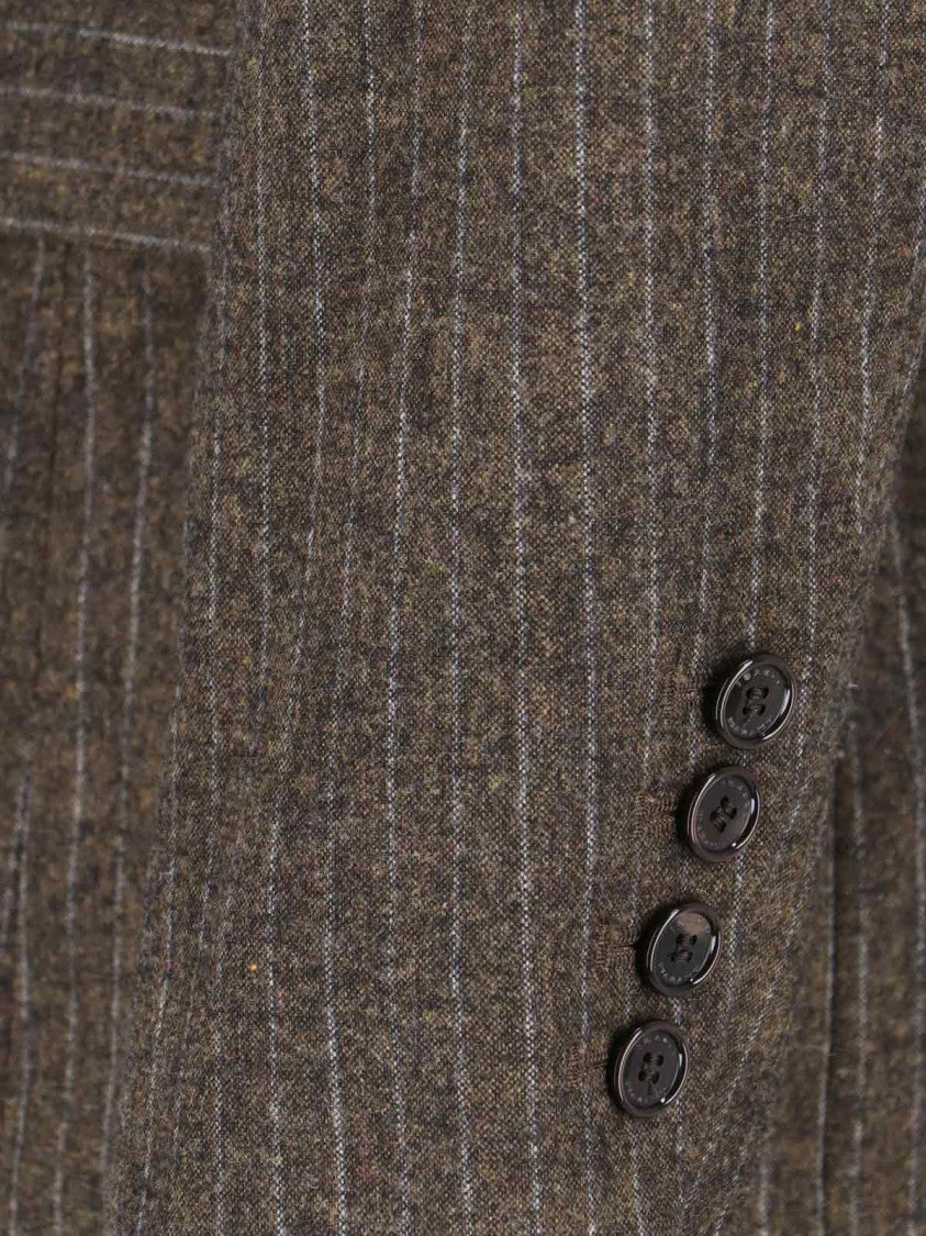 Isabel Marant “Jevima” Double-Breasted Blazer – Brown/Striped