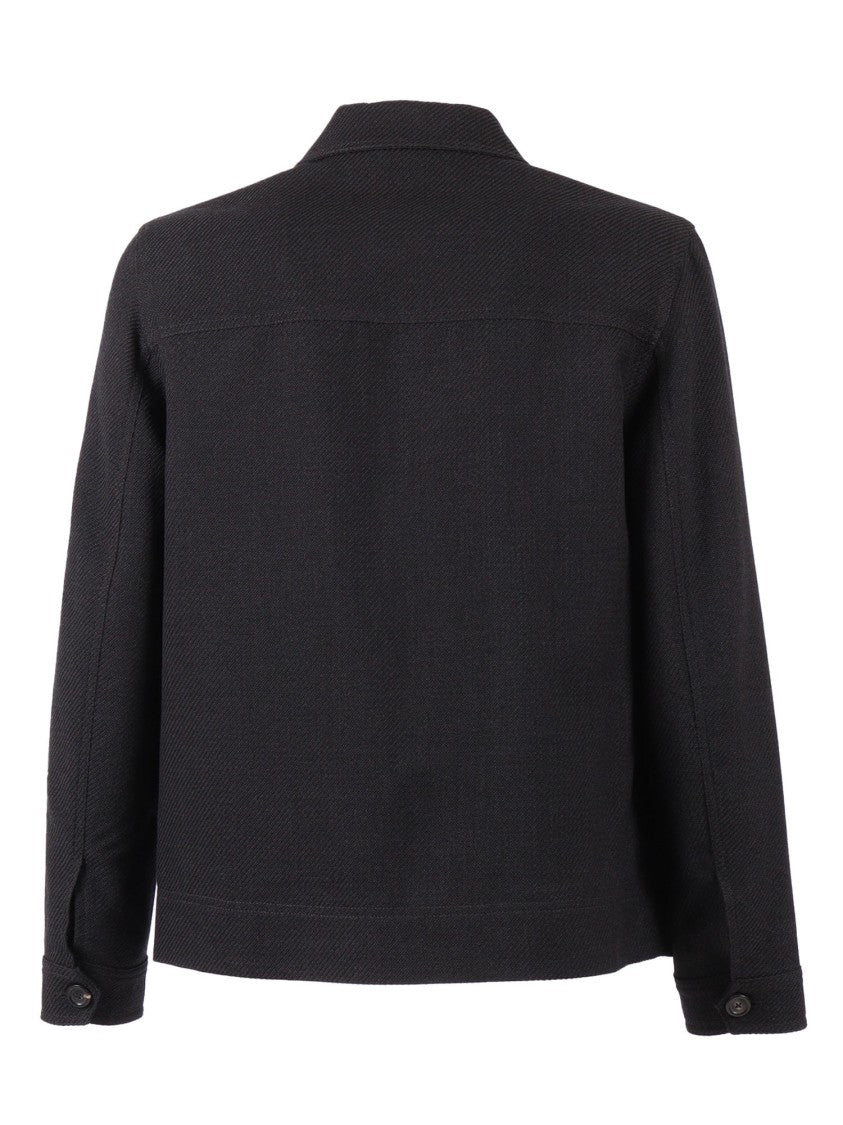 Circolo 1901 Structured Black Work Jacket In Virgin Wool And Cotton Blend