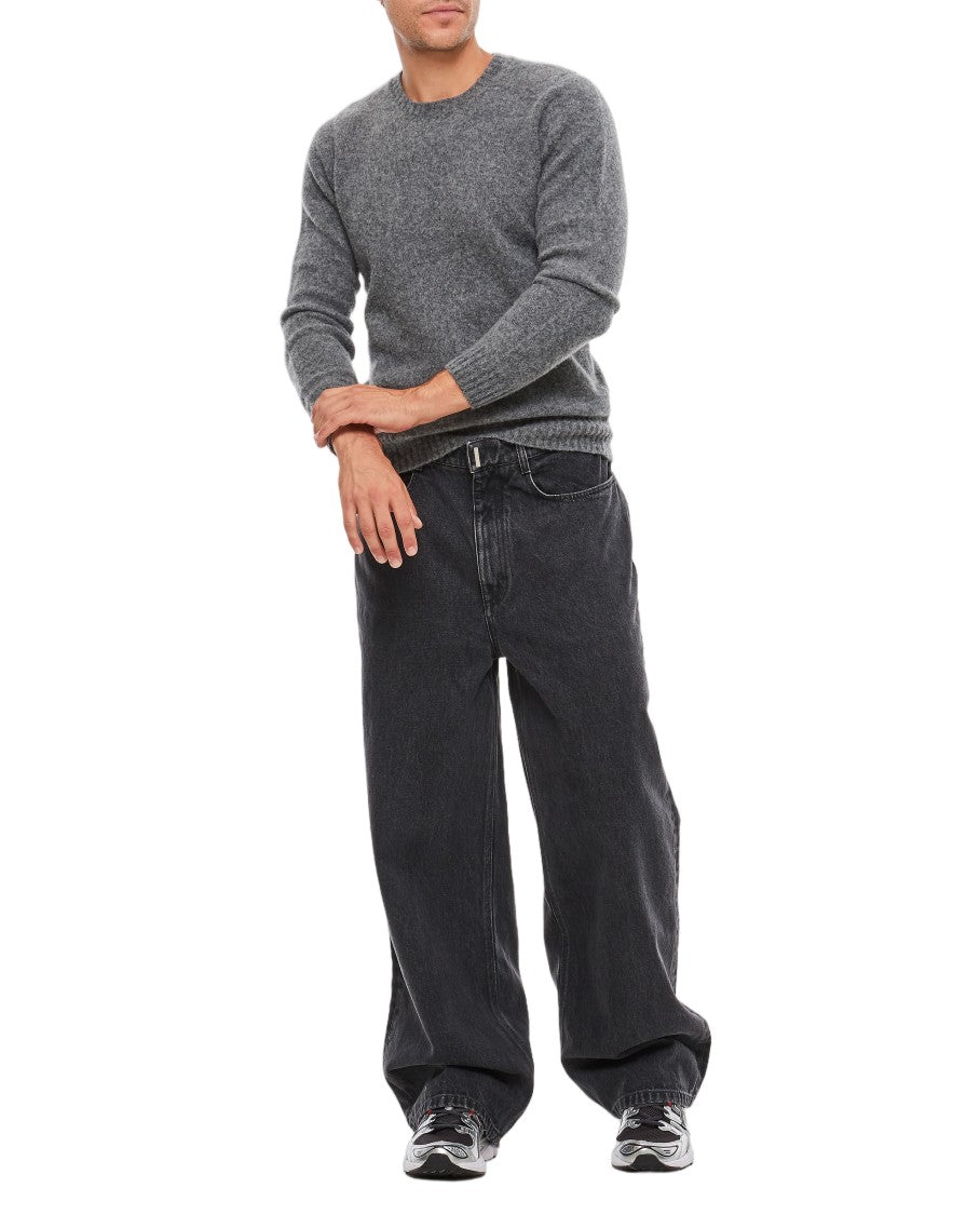 Drumohr Textured Knit Crewneck Sweater With Ribbed Details