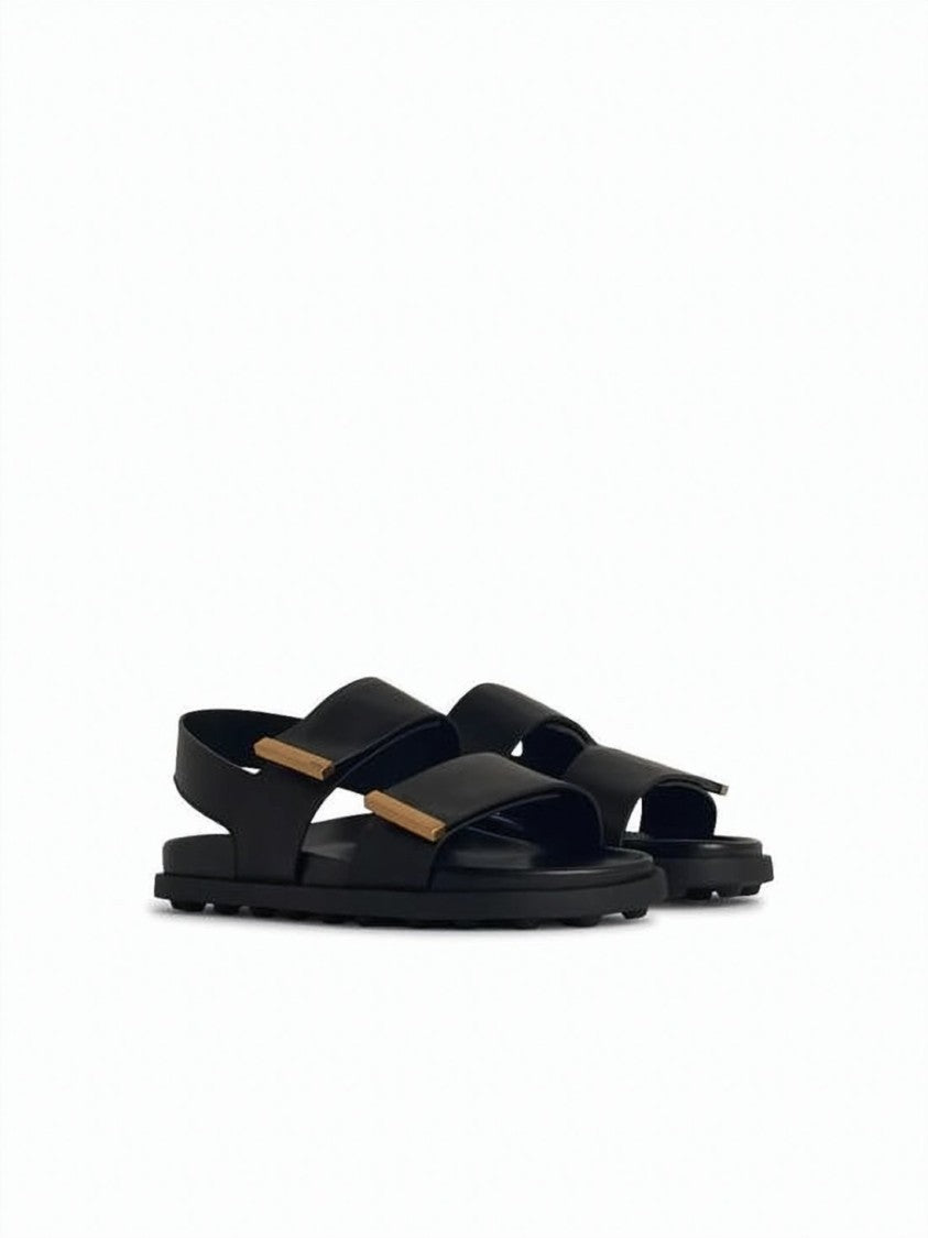 Tod's Sleek Black Calfskin Sandals