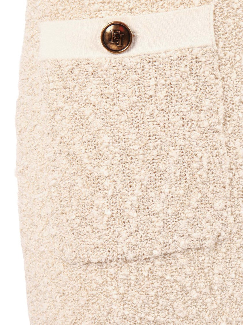 Elisabetta Franchi Fitted Midi Dress With Chain Straps And Patch Pockets