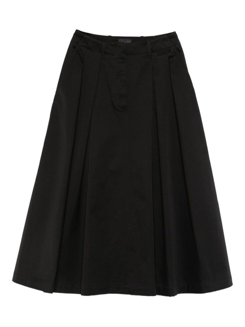 Moncler Flared Cotton Midi Skirt With Subtle Pleats