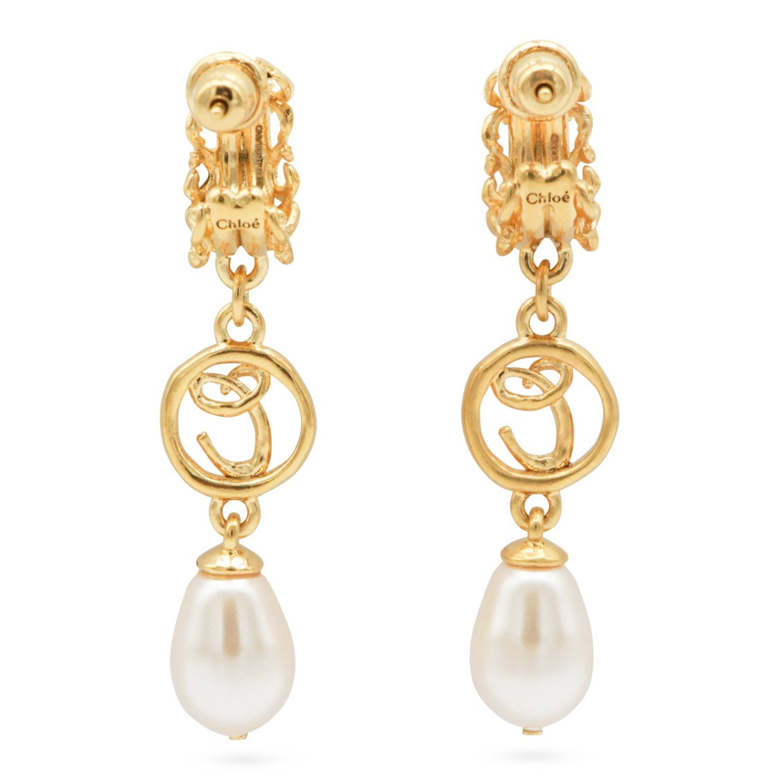 Chloé Gold And Pearly Brass Earrings