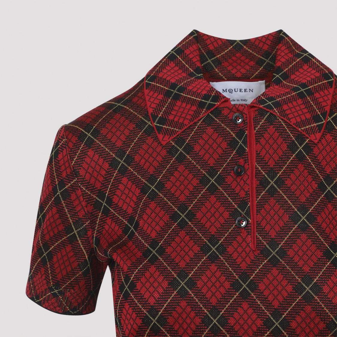 Alexander Mcqueen Short-Sleeved Polo Top With Bold Argyle Pattern
