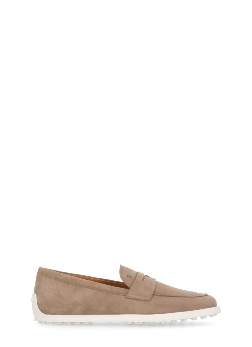 Tod's Beige Suede Leather Loafers