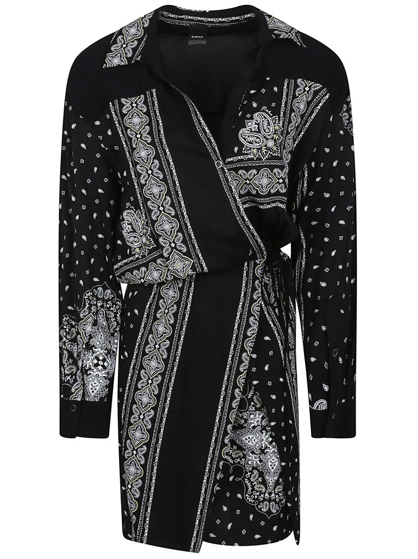 Pinko Wrap Dress With Intricate Pattern