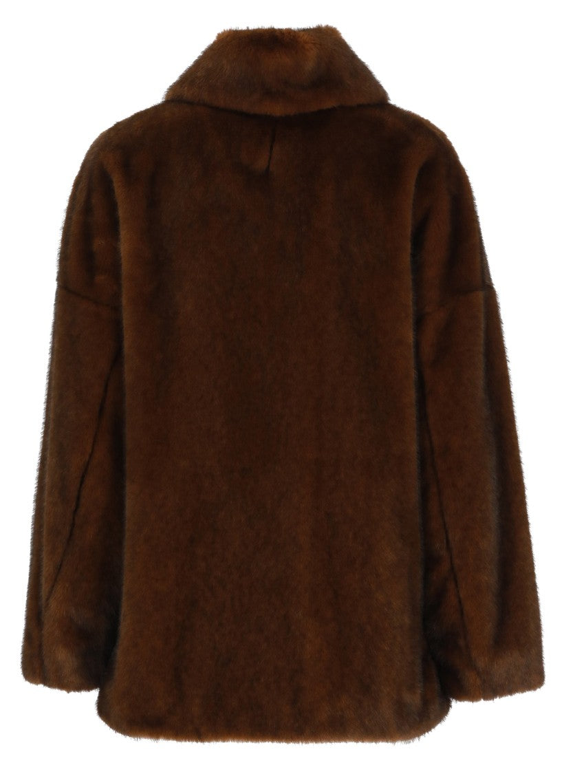 Herno Brown Faux Fur Jacket