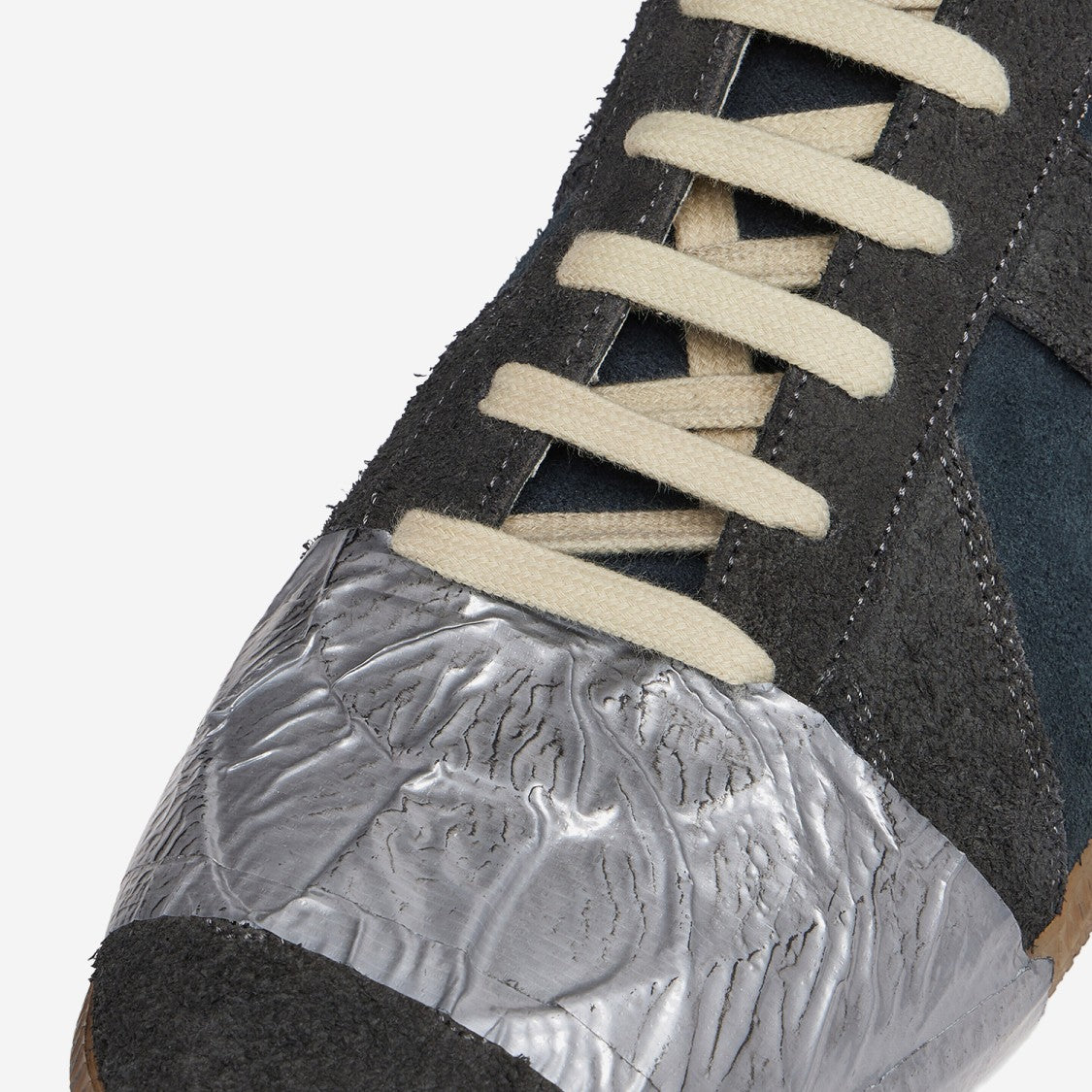 Maison Margiela Textured Leather Sneakers With Contrasting Appliqués