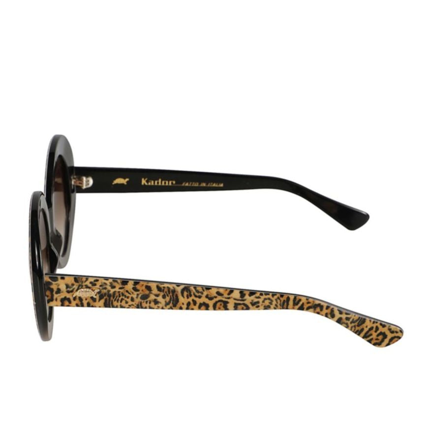 Kador Audrey Bold Leopard Print Round Sunglasses