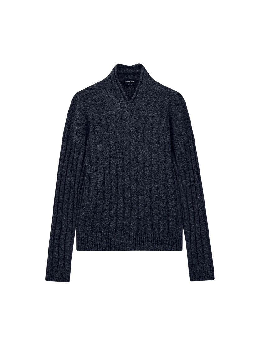 Giorgio Armani Deep V-Neck Ribbed Knit Sweater