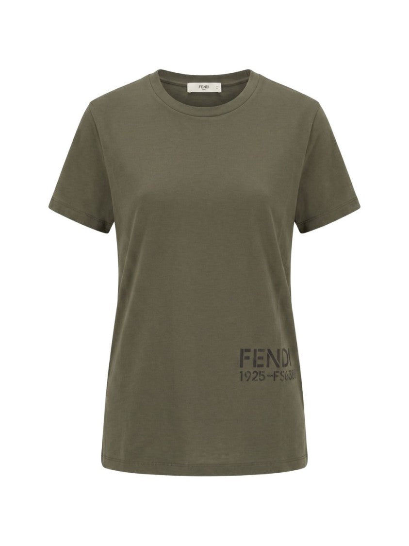 Fendi Brown Relaxed-Fit Cotton Crewneck T-Shirt
