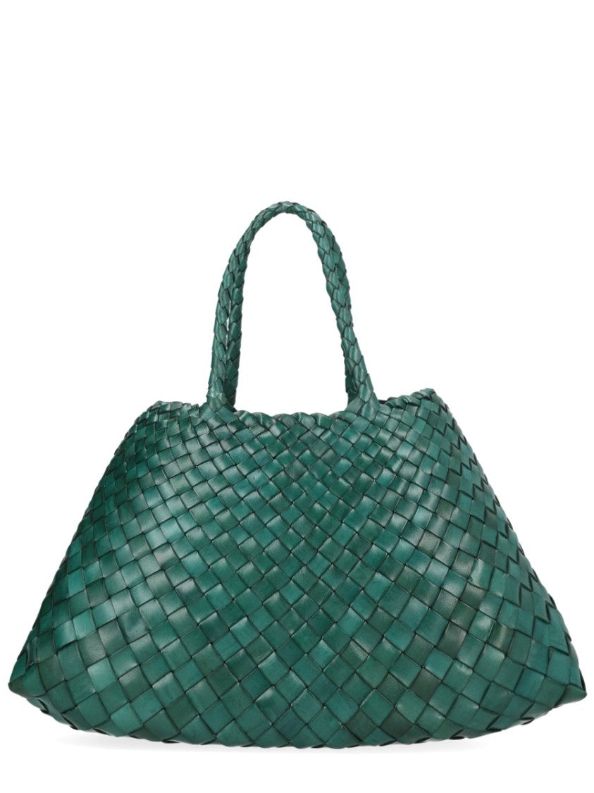 Dragon Diffusion Green Santa Croce Woven Leather Handbag